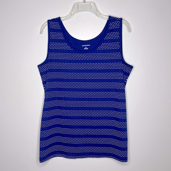 Lands’ End Polka Dot Tank Top in Royal Blue Size L